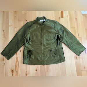 Chico’s Light Zip Up Jacket on Green - Size 3 (fits like XL)